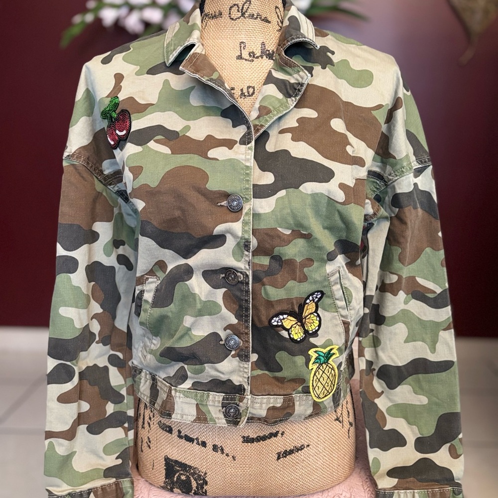 G by Guess Kids Camouflage Jean Jacket with Patches